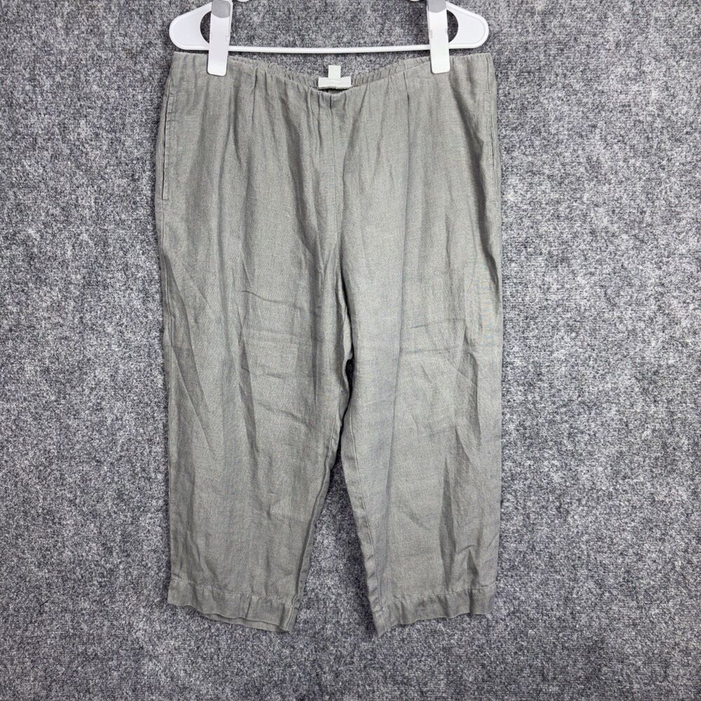 J.Jill Love Linen Pants Womens Size MP Gray  Beach Lagenlook Lounge Casual